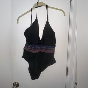 Bar III Black Swimsuit with Multicolor Trim Waist- NEVER WORN